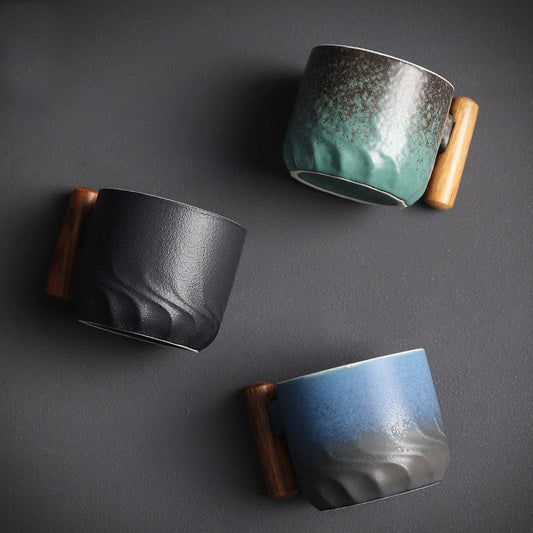 Zonema Minimalist Ceramic Coffee Mug Set with Saucer and Spoon