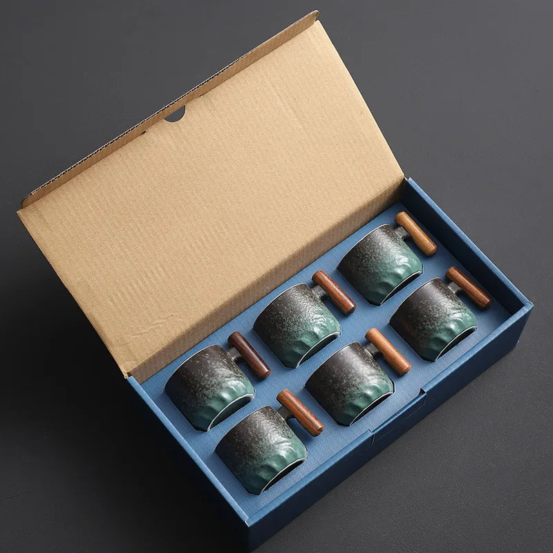 Zonema Minimalist Ceramic Coffee Mug Set with Saucer and Spoon