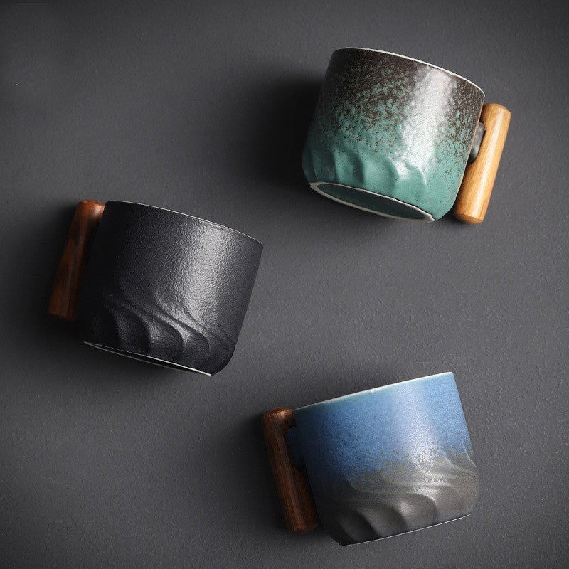 Zonema Minimalist Ceramic Coffee Mug Set with Saucer and Spoon