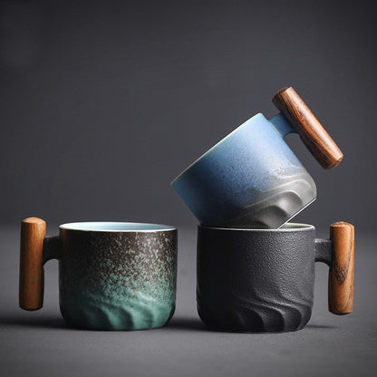 Zonema Minimalist Ceramic Coffee Mug Set with Saucer and Spoon