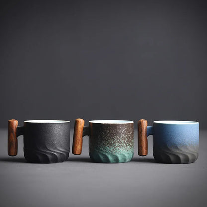 Zonema Minimalist Ceramic Coffee Mug Set with Saucer and Spoon