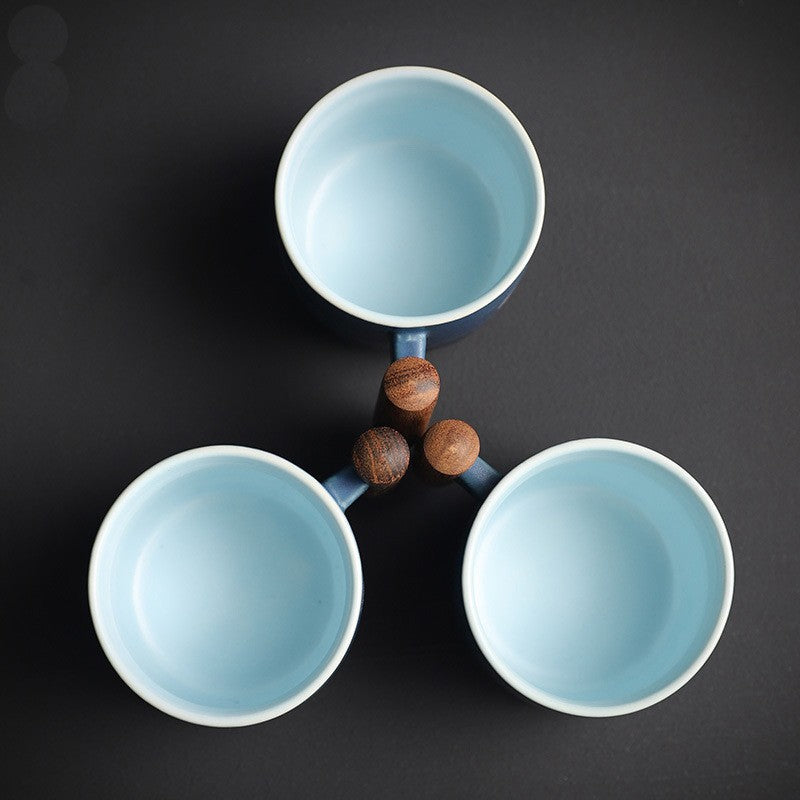 Zonema Minimalist Ceramic Coffee Mug Set with Saucer and Spoon