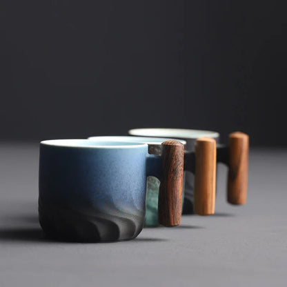 Zonema Minimalist Ceramic Coffee Mug Set with Saucer and Spoon