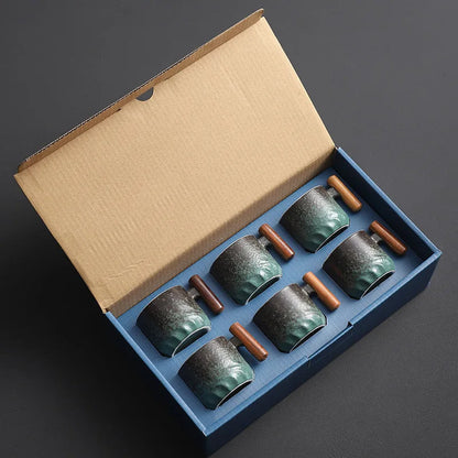 Zonema Minimalist Ceramic Coffee Mug Set with Saucer and Spoon