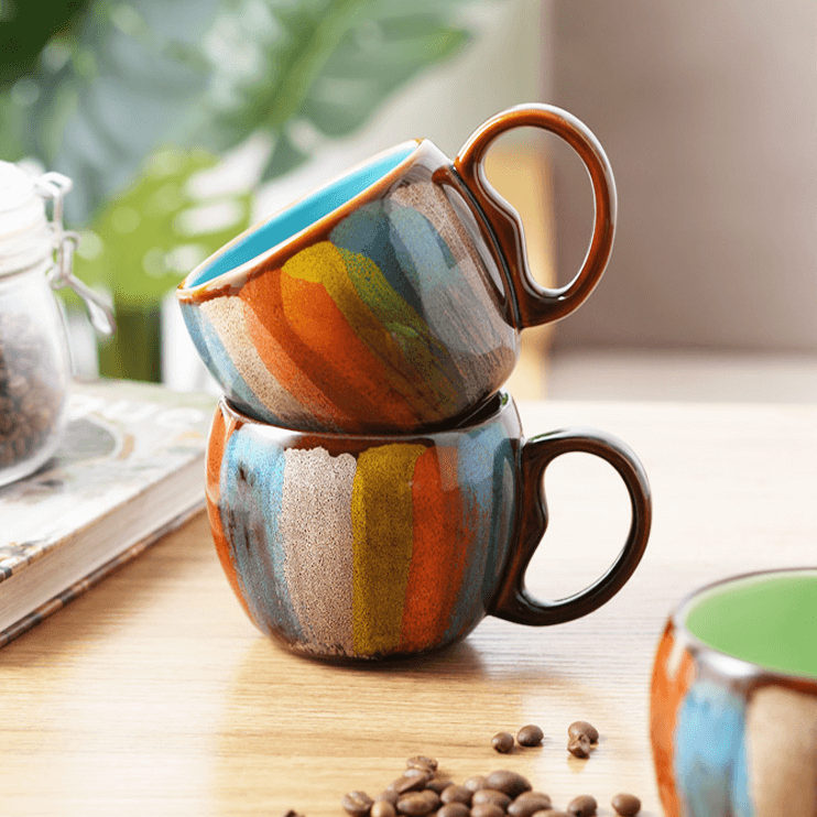 Zonema Kokoro Ceramic Couple Mug Set - 2 Piece Matching Coffee Mugs