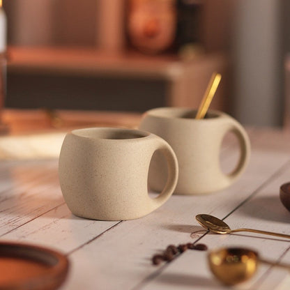 Minimalist Ceramic Coffee Mug Set with Saucer and Spoon - 250ml Espresso Cup