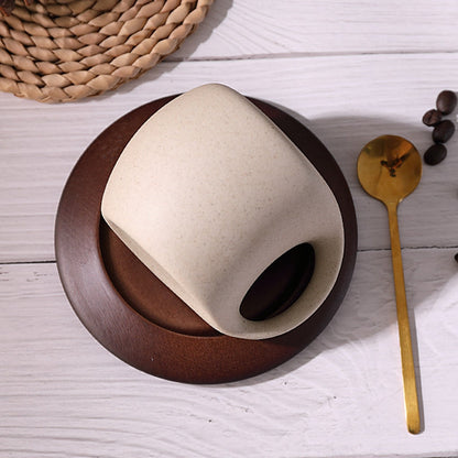 Minimalist Ceramic Coffee Mug Set with Saucer and Spoon - 250ml Espresso Cup
