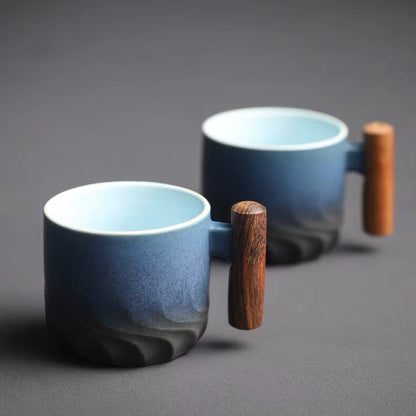 Zonema Minimalist Ceramic Coffee Mug Set with Saucer and Spoon