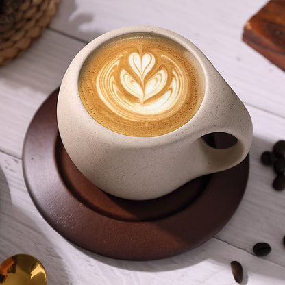 Minimalist Ceramic Coffee Mug Set with Saucer and Spoon - 250ml Espresso Cup