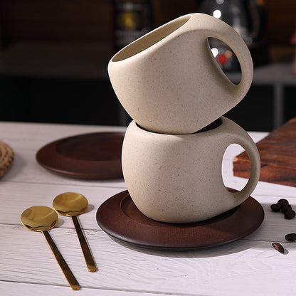 Minimalist Ceramic Coffee Mug Set with Saucer and Spoon - 250ml Espresso Cup