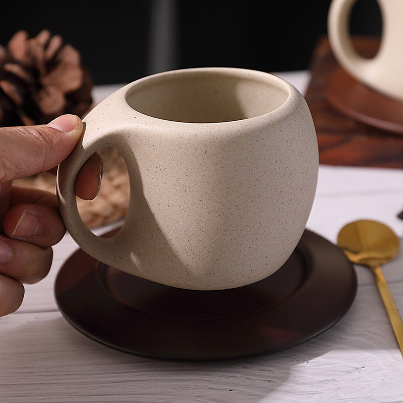 Minimalist Ceramic Coffee Mug Set with Saucer and Spoon - 250ml Espresso Cup