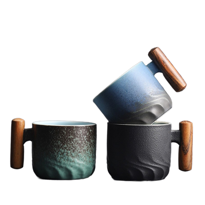 Zonema Minimalist Ceramic Coffee Mug Set with Saucer and Spoon