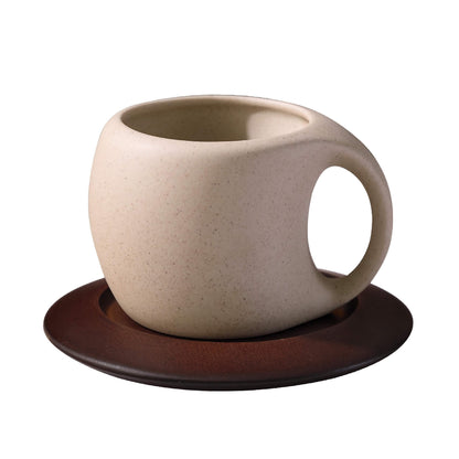 Minimalist Ceramic Coffee Mug Set with Saucer and Spoon - 250ml Espresso Cup
