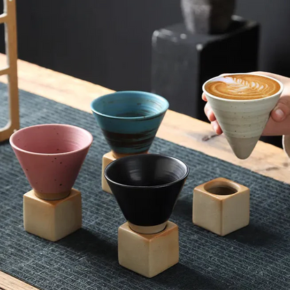 Kyoto Style Ceramic Espresso Cup Set - 200ml Minimalist Coffee Mug
