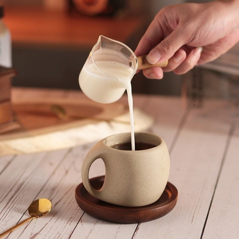 Minimalist Ceramic Coffee Mug Set with Saucer and Spoon - 250ml Espresso Cup