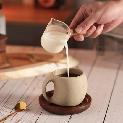 Minimalist Ceramic Coffee Mug Set with Saucer and Spoon - 250ml Espresso Cup