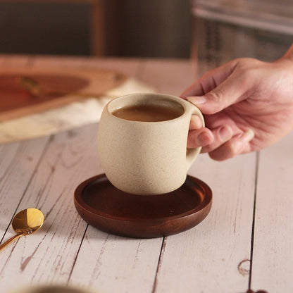 Minimalist Ceramic Coffee Mug Set with Saucer and Spoon - 250ml Espresso Cup